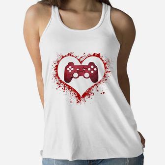 Gamer Heart Valentines Day Video Games Boys Kids Teens Gift Women Flowy Tank | Crazezy DE