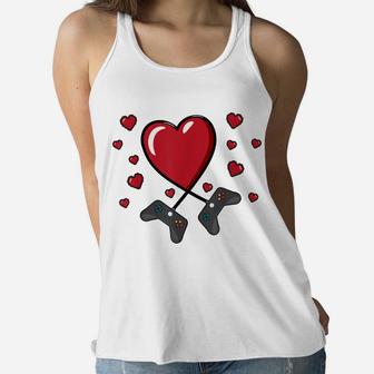 Gamer Valentines Day Shirt Heart Video Controller Kids Boys Women Flowy Tank | Crazezy UK