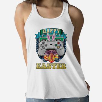 Happy Easter Bunny Boy Gamer Girl Video Game Controller Kids Women Flowy Tank | Crazezy UK