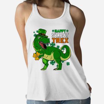 Happy St Pat-Trex Day Saint Patrick Dinosaur Boys Girls Kids Women Flowy Tank | Crazezy
