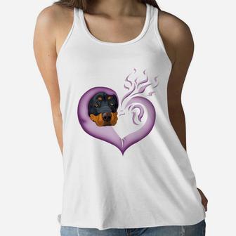 Happy Valentines Day Rottweiler Animal Lovers Women Flowy Tank - Seseable