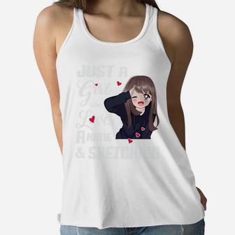 Just A Girl Who Loves Anime And Sketching Drawing Women Flowy Tank | Crazezy UK