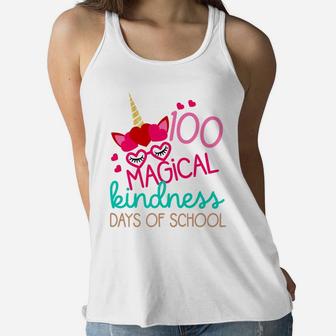 Kids 100 Days School Gift Little Girls 100 Magical Kindness Days Women Flowy Tank | Crazezy