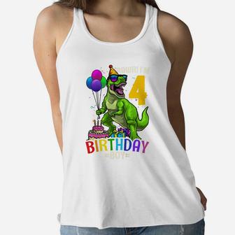 Kids 4Th Birthday Boy T Rex Dinosaur Dino Party Gift Women Flowy Tank | Crazezy CA