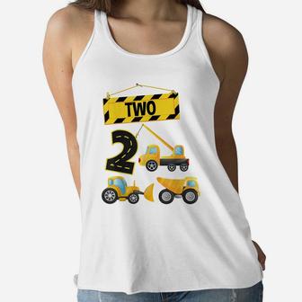 Kids Construction Truck 2Nd Birthday Boy Digger 2 Year Old Women Flowy Tank | Crazezy