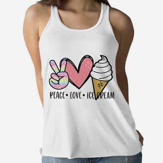 Kids Cute Kawaii Gift For Teen Girl Teenager Peace Love Ice Cream Women Flowy Tank | Crazezy