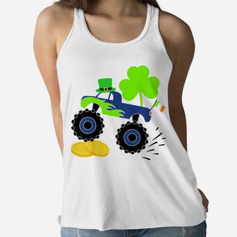 Kids Saint Patricks Day Gift For Monster Truck Lover Boy Shamrock Women Flowy Tank | Crazezy AU