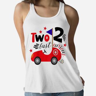 Kids Two Fast 2 Curious Funny 2Nd Birthday Second 2 Years Bday Women Flowy Tank | Crazezy