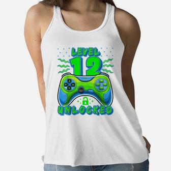 Level 12 Unlocked Video Game 12Th Birthday Gamer Boys Women Flowy Tank | Crazezy UK