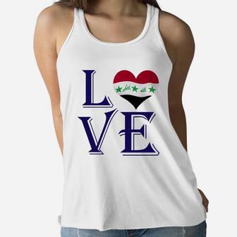 Love Heart Iraq Country Flag Lovers Women Flowy Tank | Seseable UK
