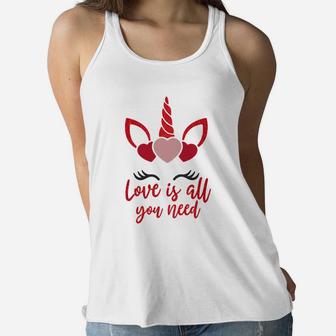 Love Is All You Need For Valentine Day Happy Valentines Day Women Flowy Tank - Seseable