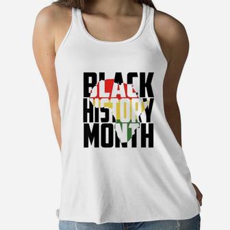 Pride Black History Month Africa Map Women Flowy Tank - Seseable
