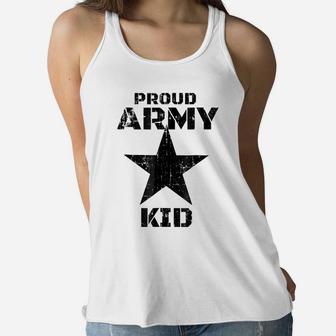 Proud Army Kid Military Patriotic Distressed T Shirt Women Flowy Tank | Crazezy AU