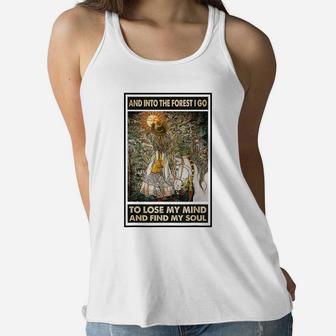 Retro Cowgirl Into Forest I Go Peace Hippie Girl Horse Lover Women Flowy Tank | Crazezy