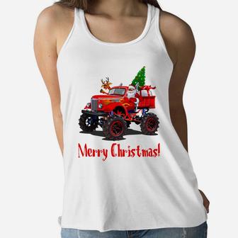 Santa Rudolph Monster Truck Men Guy Boys Teen Kid Youth Gift Women Flowy Tank | Crazezy