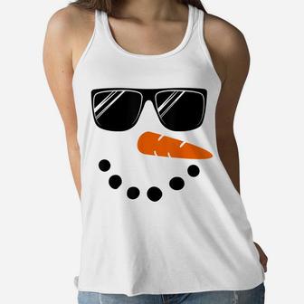 Snowman Face Shirt Boys Kids Toddler Glasse Christmas Winter Women Flowy Tank | Crazezy AU
