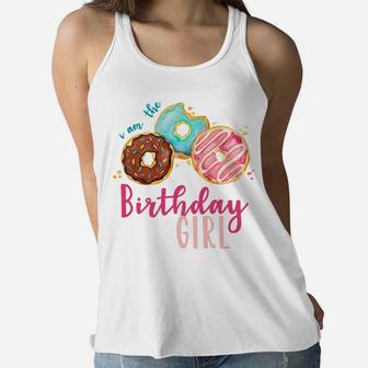The Birthday Girl Donut Birthday Party Theme Family Women Flowy Tank | Crazezy
