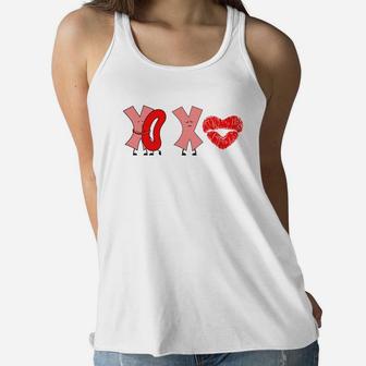 Xoxo Valentines Day Red Lips Gift Happy Valentines Day Women Flowy Tank - Seseable