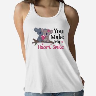 You Make My Heart Smile Gift For Valentine Happy Valentines Day Women Flowy Tank - Seseable