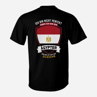 Ägyptischer Stolz Schwarzes T-Shirt: Nicht perfekt, aber Ägypter Spruch - Seseable