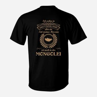 Deutschland Mongolei Spruch Schwarzes T-Shirt, Humorvolles Design - Seseable