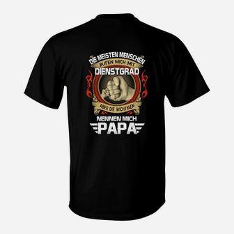 Dienstgrad Papa T-Shirt, Stolzes Vater Spruch Tee - Seseable