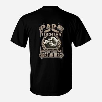 Papa-Tochter Themen T-Shirt, Herz an Herz Design - Seseable