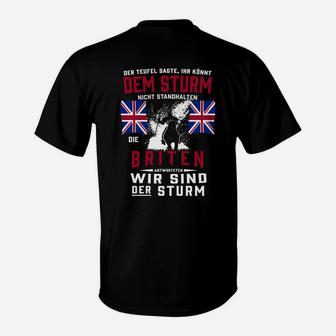 Patriotisches Großbritannien T-Shirt, Löwen Motiv & Wir sind der Sturm Spruch - Seseable