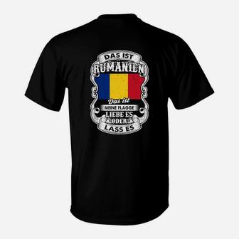 Rumänien-Patrioten T-Shirt Schwarz, Landesflagge & Stolz Spruch - Seseable