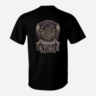 Schwarzes Herren-T-Shirt Oktober-Geburtstag Adler-Motiv - Seseable