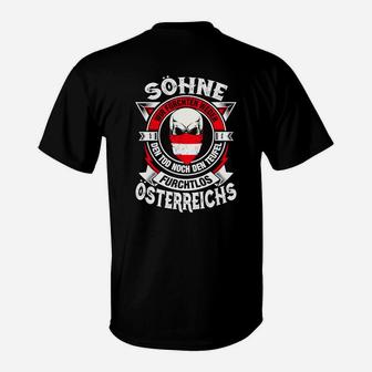 Schwarzes T-Shirt mit Österreichischem Adler, Söhne Österreichs Motiv - Seseable