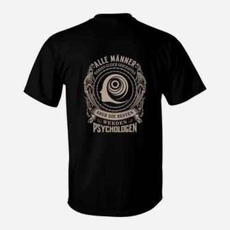 Schwarzes T-Shirt mit Psychologen-Spruch, Hypnose-Spiralen-Design - Seseable