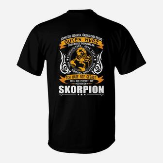 Schwarzes T-Shirt mit Skorpion-Motiv Gutes Herz, Schlechter Charakter - Seseable