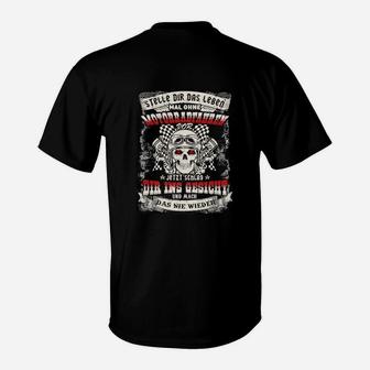 Totenkopf Lebensmotto T-Shirt im Vintage-Stil, Schwarzes Motiv-Print Tee - Seseable