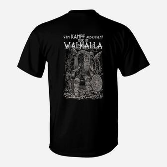 Wikinger Valhalla T-Shirt in Schwarz, Nordische Mythologie Motiv - Seseable