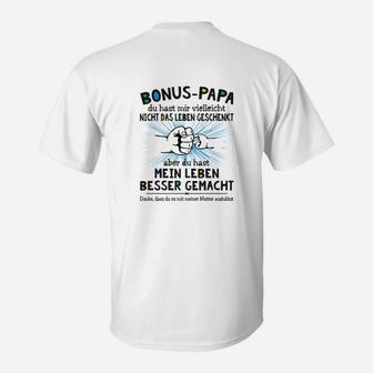 Bonus-Papa T-Shirt Leben verbessert, Spruch Tee für Stiefvater - Seseable