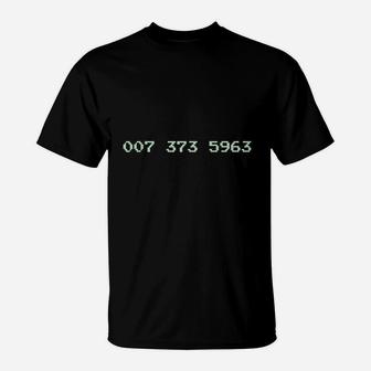 007 373 5963 Video Game Code 1987 T-Shirt | Crazezy