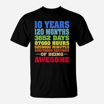 10 Years Old 10Th Birthday Vintage Retro 120 Months T-Shirt | Crazezy