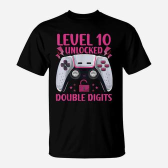 10 Yrs Old Double Digits Birthday Decorations Girl 10 Gamer T-Shirt | Crazezy UK