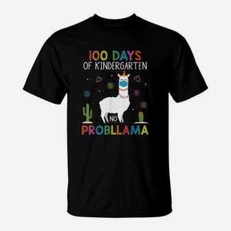100 Days Of Kindergarten No Probllama Llama T-Shirt - Seseable