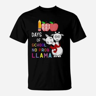 100 Days Of School Funny No Probllama Llama Teacher T-Shirt | Crazezy