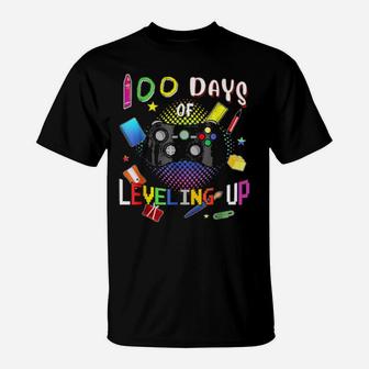 100 Days Of School Leveling Up Video Gamer T-Shirt - Monsterry