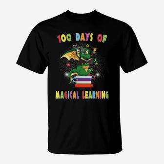 100 Days Of School Magical Learning Book Dragon Teacher Gift T-Shirt | Crazezy UK