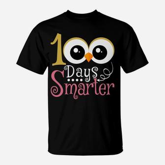 100 Days Smarter Owl Kids Girls Teachers 100Th Day Of School Sweatshirt T-Shirt | Crazezy