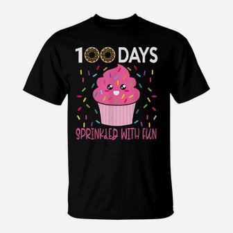 100 Days Sprinkled With Fun Cupcake 100Th Day School Gift T-Shirt | Crazezy CA