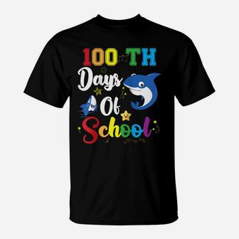 100Th Days Of School Shark Teacher Or Student Gift Raglan Baseball Tee T-Shirt | Crazezy