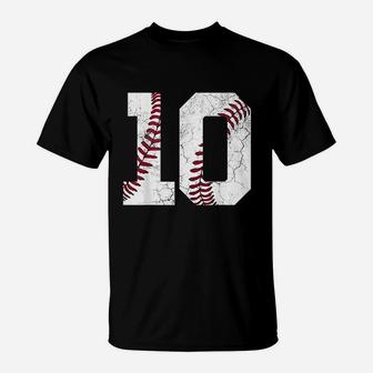10Th Birthday Gift Baseball Boys Kids Ten Number 10 Tenth T-Shirt | Crazezy CA