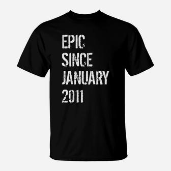 10Th Birthday Gift Boys Girls Born January 2011 T-Shirt | Crazezy