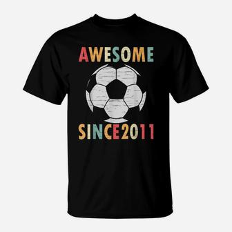 10Th Birthday Soccer Lover Gift 10 Years Old Vintage Retro T-Shirt | Crazezy CA