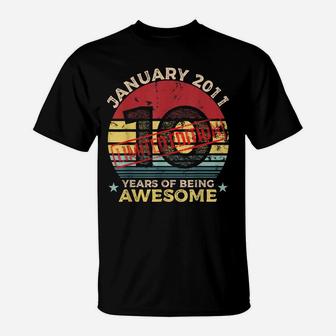 10Th January Birthday 10 Year Old Gift Vintage 2011 T-Shirt | Crazezy UK